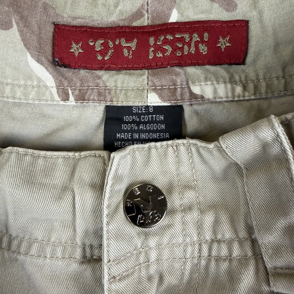 Vintage Nesi A.G. Cargo Shorts Size 8 Beige Cotton Y2K Gorpcore Skate Tactical